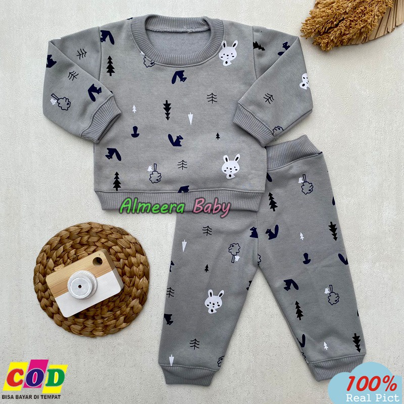 Setelan Baju Bayi Setelan Sweater Bayi Celana Jogger Bayi Usia 3-12 Bulan Almeera Baby and Kids