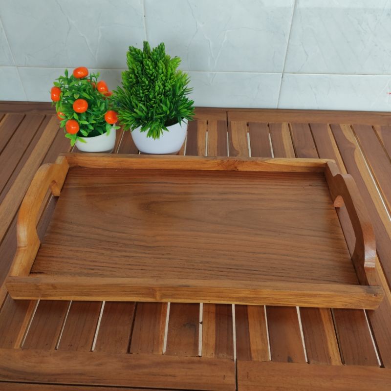 Baki/Nampan/Serving Board/Tepak Saji Dari kayu Jati JAWA Asli Plitur