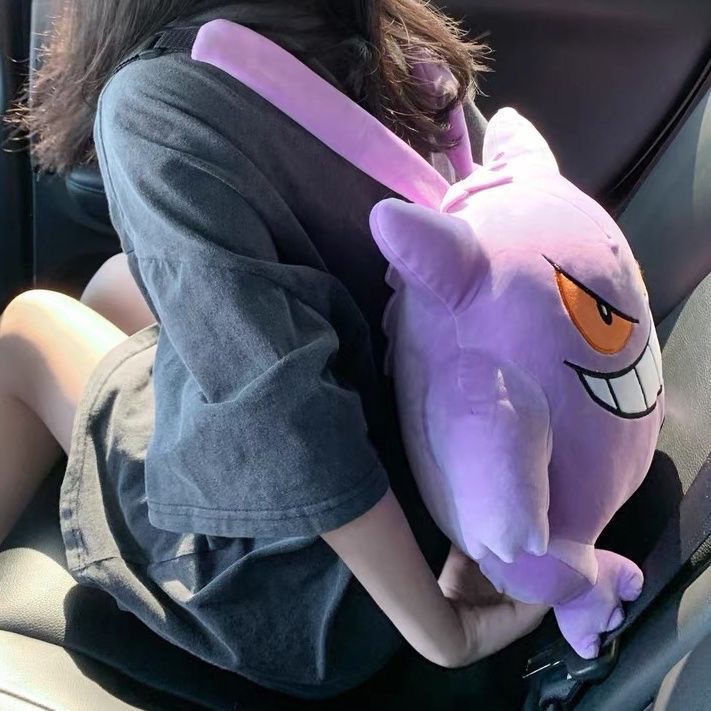 ∈❃♨Sera mengimpor Pokemon Gengar anime Gengar eye-catching ransel batu hantu boneka mewah anak laki-laki dan perempuan lucu