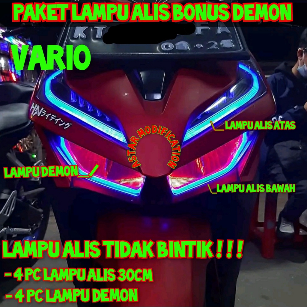 [[   PAKET PAKETAN   ]]   Lampu Alis 1mode  Vario 125/250 New ( 4PC LAMPU ALIS 30CM, 4PC LAMPU DEMON)