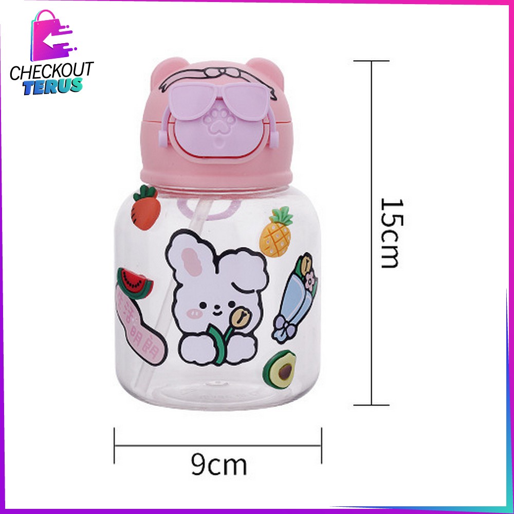 CT C731 C732 Botol Minum Anak Sedotan Motif Boneka Kacamata 500ML  Tumbler Minum Anak Motif Karakter Kartun Gemoy