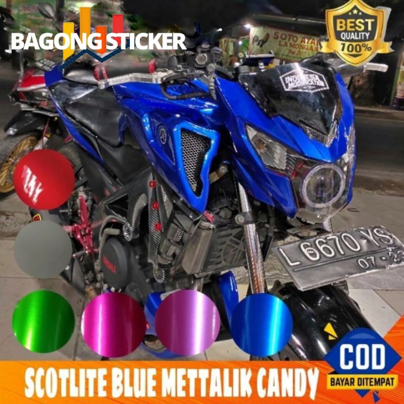 Stiker skotlet motor biru metalik candy scotlite Profix biru metalik