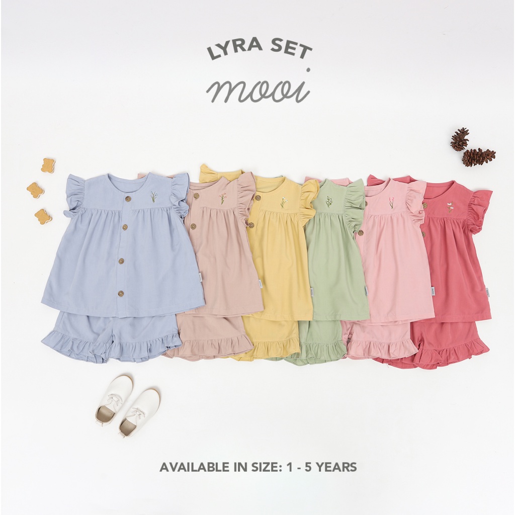 Mooi Lyra Set 1-5 Tahun Setelan Ruffle Anak Perempuan P10 CBKS S23