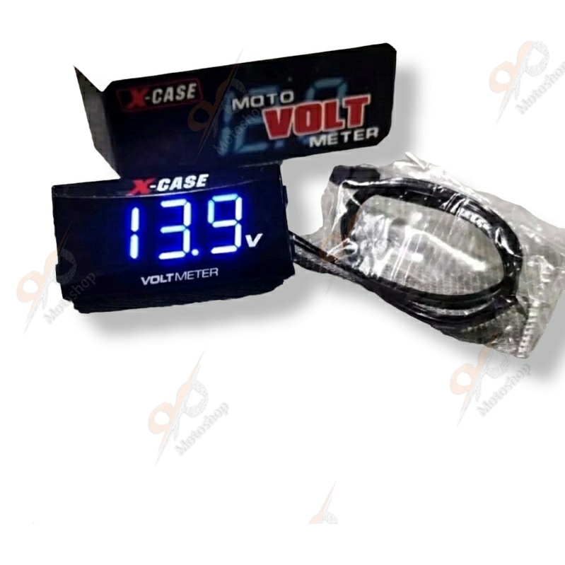 Voltmeter Slim Digital Modish Xcase Aki Motor Alat Pengukur Aki WaterProof Merah Biru