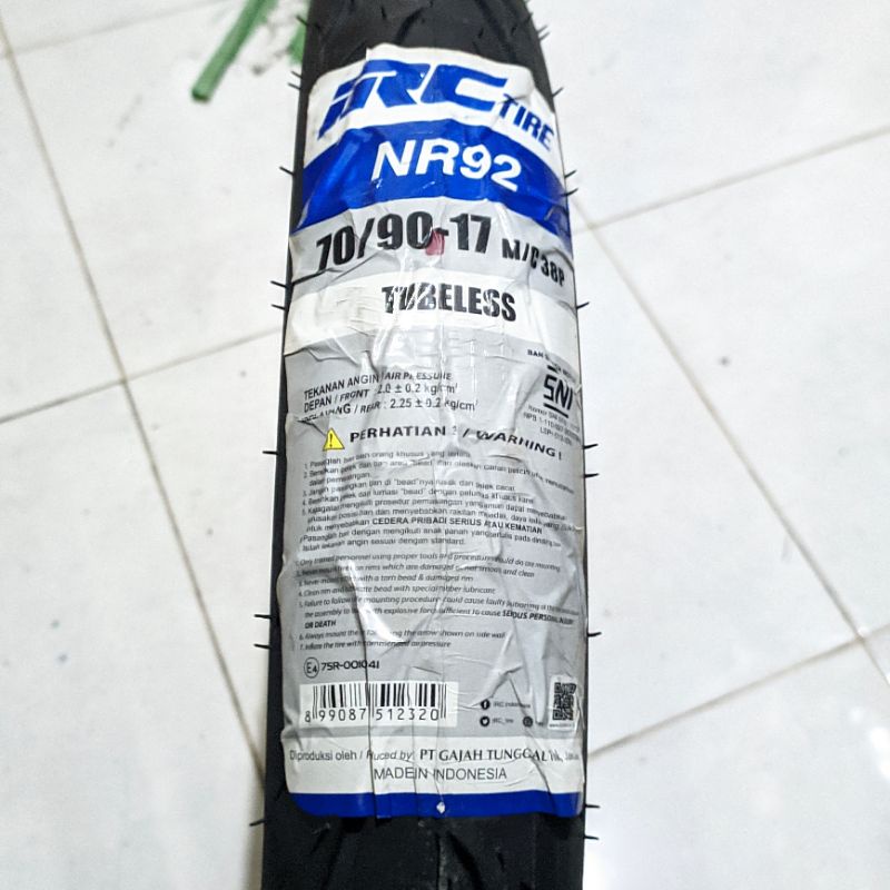 BAN LUAR TUBELESS 70/90-17 NR92 IRC SEPEDA MOTOR