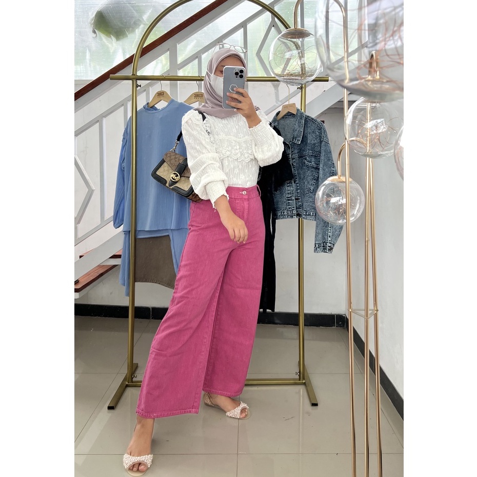 MOZZA JEANS KULOT PINK SERIES/ kulot jeans fuschia peach