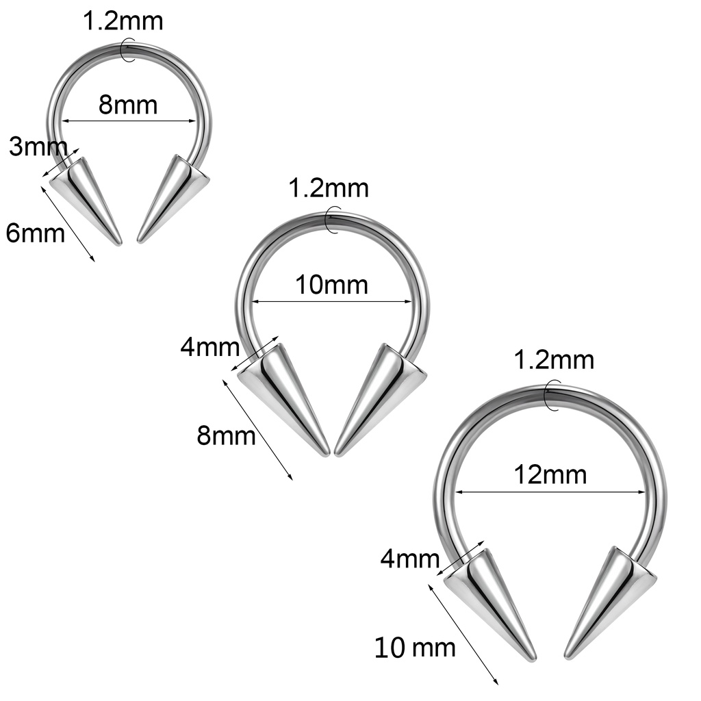 1 PC Cincin Tindik Bahan Stainless Steel 16G 8 / 10 / 12mm Untuk Hidung Bibir