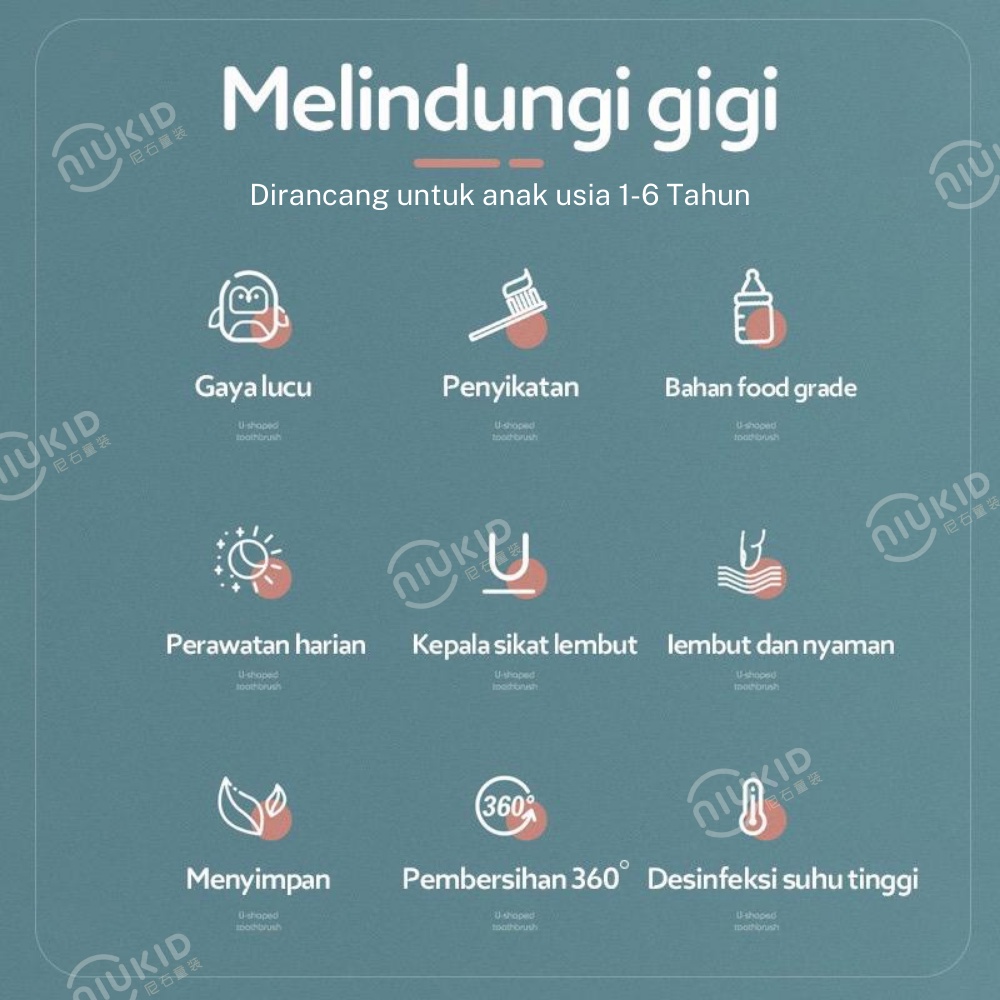 NIUKID SIKAT GIGI BENTUK U BAHAN SILIKON UNTUK ANAK BAYI UNTUK 2 6 TAHUN