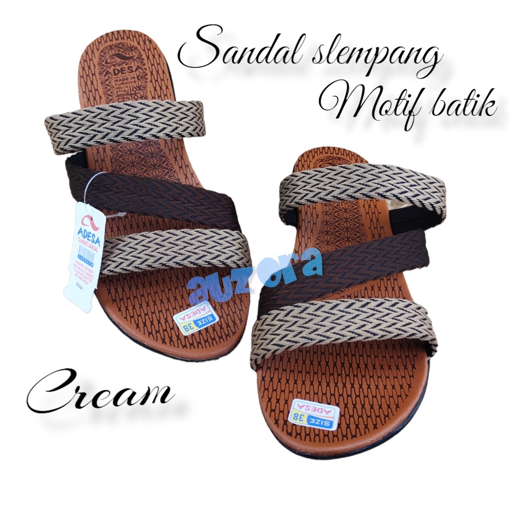 promo cuci gudang sandal murah wanita slempang 3 ban motif batik turki empuk - sandal flat sandal perempuan dewasa, sandal karet, sandal santai, sandal brukat, sandal slop sandal masa kini slip on sandal sandal slop terbaru