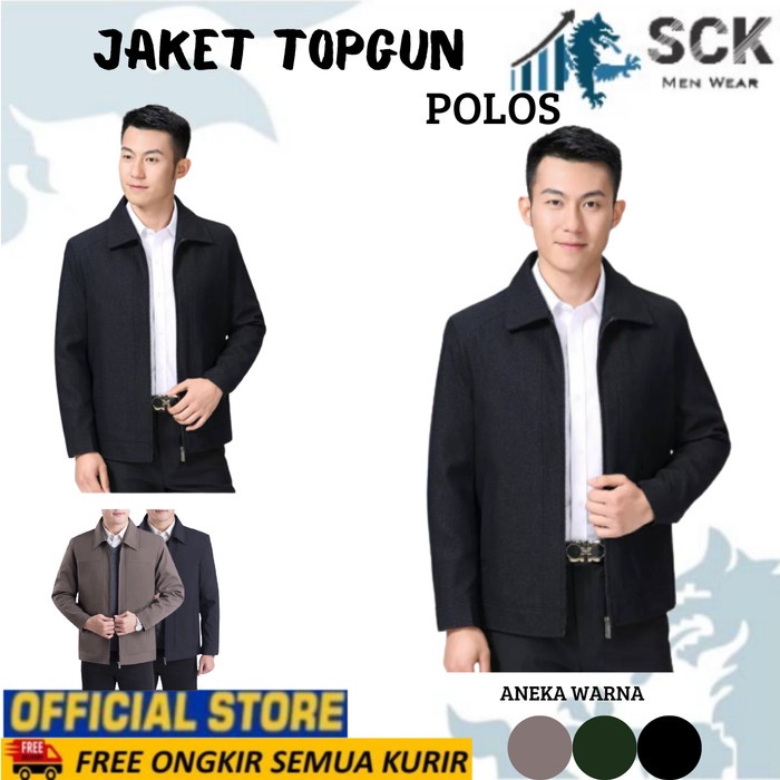 DISKON COD JAS JAKET TOPGUN BALERO POLOS SBY KANTOR FORMAL HITAM COKELAT - Hitam, M
