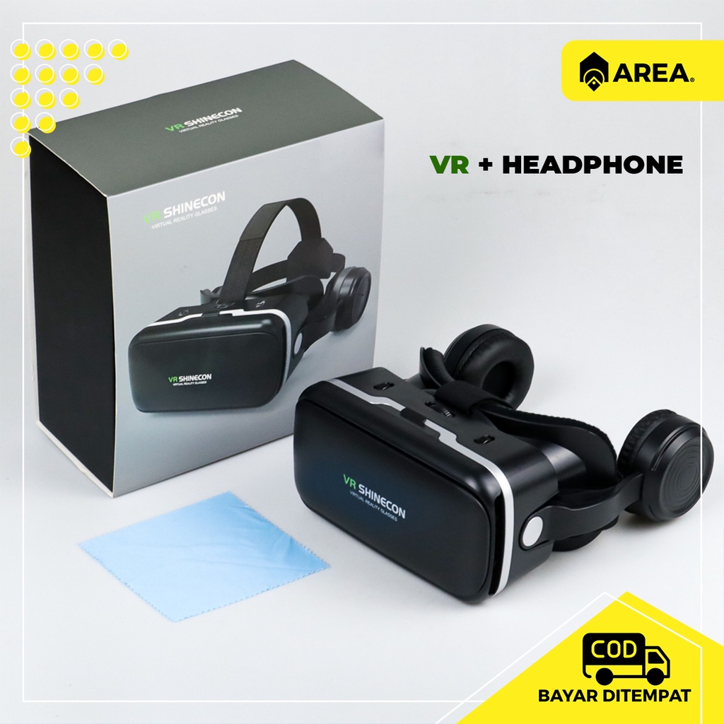 Shinecon VR Box Giant Screen Virtual Reality Glasses kacamata viritual reality 360 drajat + Headphon