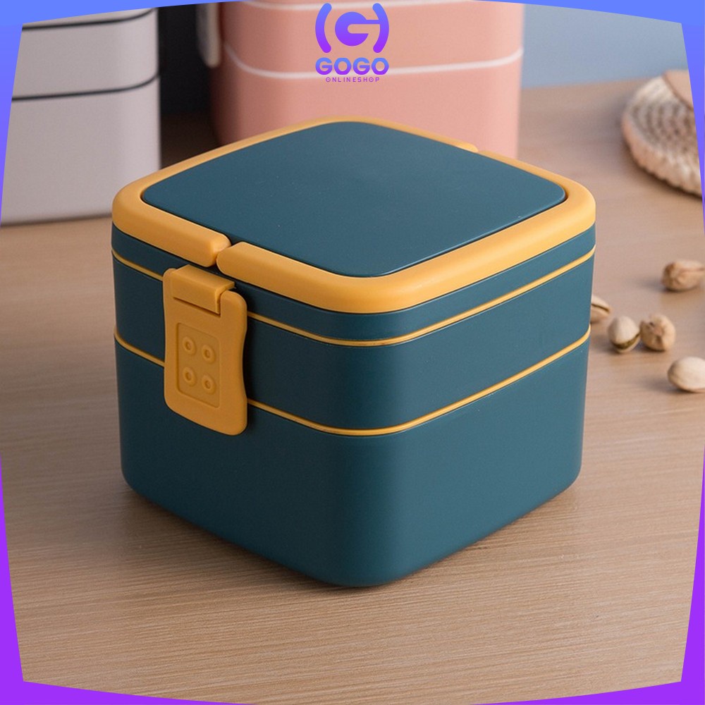 GOGO-C478 Kotak Makan 2 Tingkat Lunch Box Susun Material Plastik Food Grade Tempat Bekal Makan Double Layer Rantang 2 Tingkat