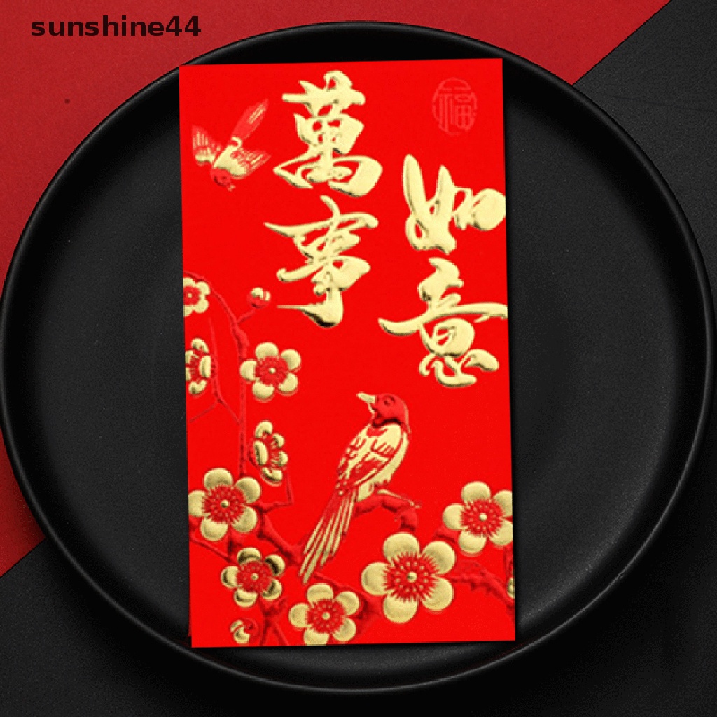 Sunshine 6Pcs Amplop Angpao Tahun Baru Cina / Imlek Gambar Harimau Warna Merah