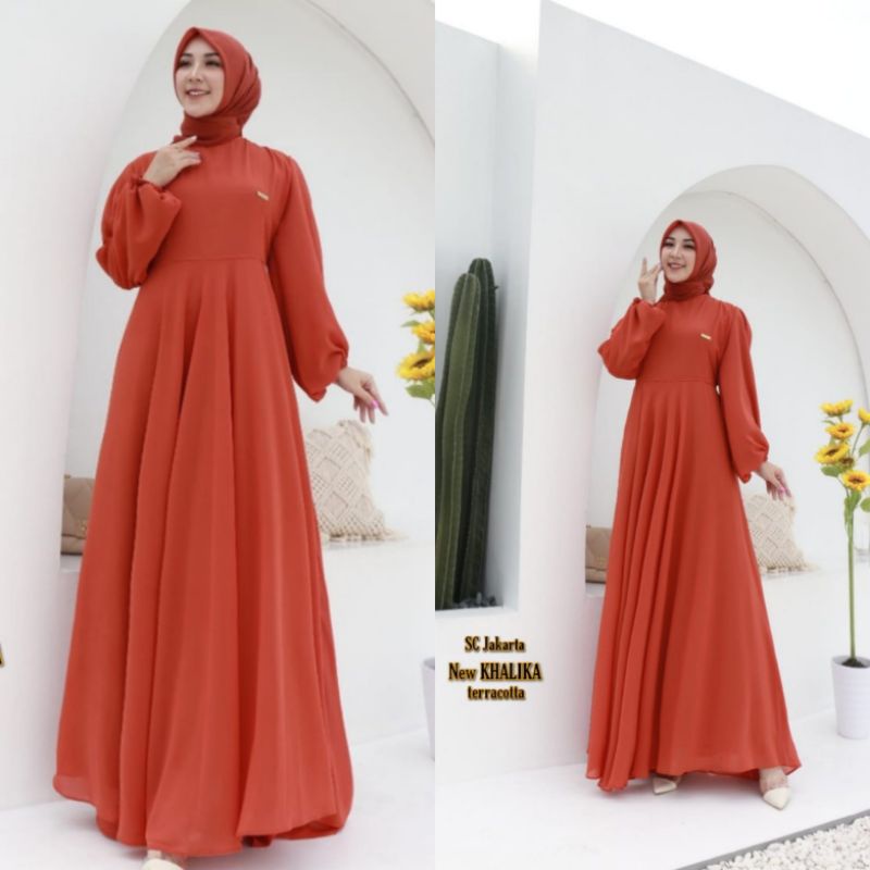FASHION MUSLIM // GAMIS NEW KHALIKA // BAHAN CERUTY BABYDOLL FULL FURING // By Sinar Cahaya