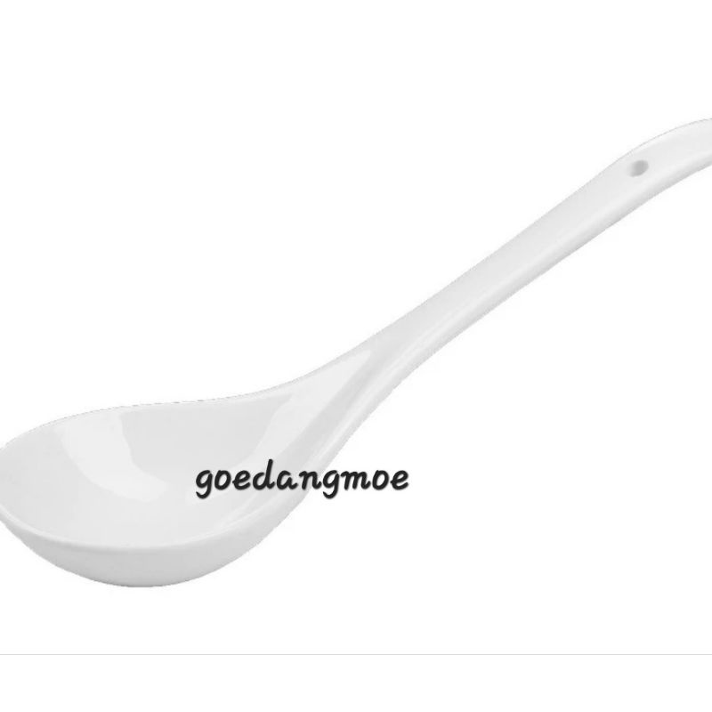 HOMELINE Sendok sop prasmanan keramik putih polos 23.5cm AW-41SD