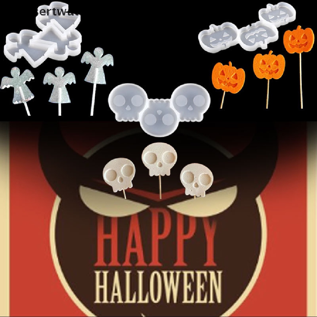 Deid Cetakan Kue / Coklat / Permen Lolipop Handmade Diy Bentuk Labu Halloween Bahan Silikon