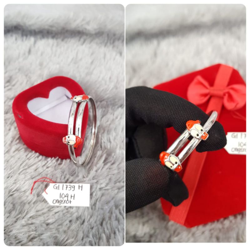 GL1739H104H gelang anak ongsrot donal duck emas putih asli berat 4.500 kadar 75% 17k tok 750 ub$