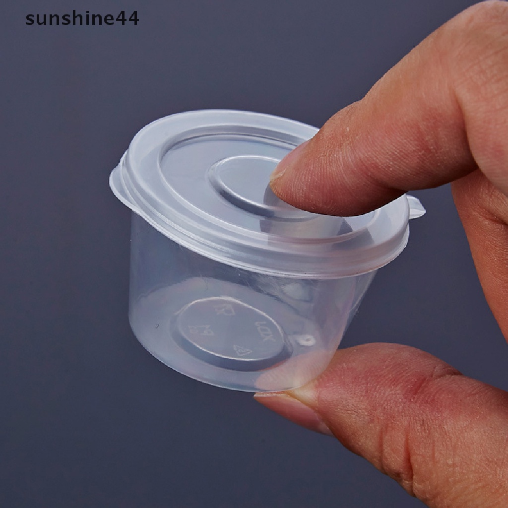 Sunshine 10Pcs Kotak Saus Sekali Pakai Bentuk Bulat Dengan Tutup