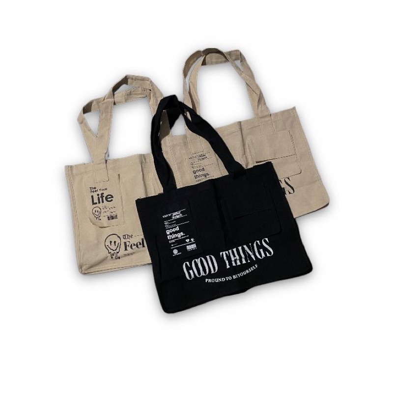 TOTE BAG TAS PRIA WANITA BIG SIZE MOTIF POCKET KANTONG TERBARU
