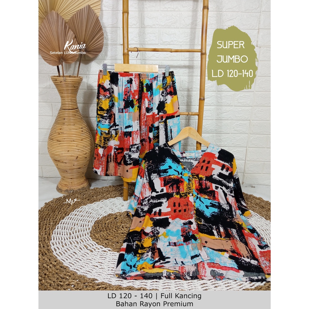 ORIANI - Set LUNA Setelan SUPER JUMBO Wanita LD 140 &amp; 120  Piyama Big Size Terbaru | Oriani