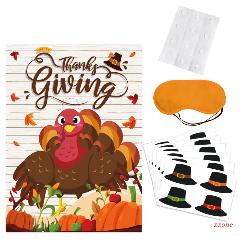 Zzz 24pcs / Set Mainan Stiker Topi + Pin + Kalkun Untuk Aktivitas Anak / Pesta Thanksgiving DIY