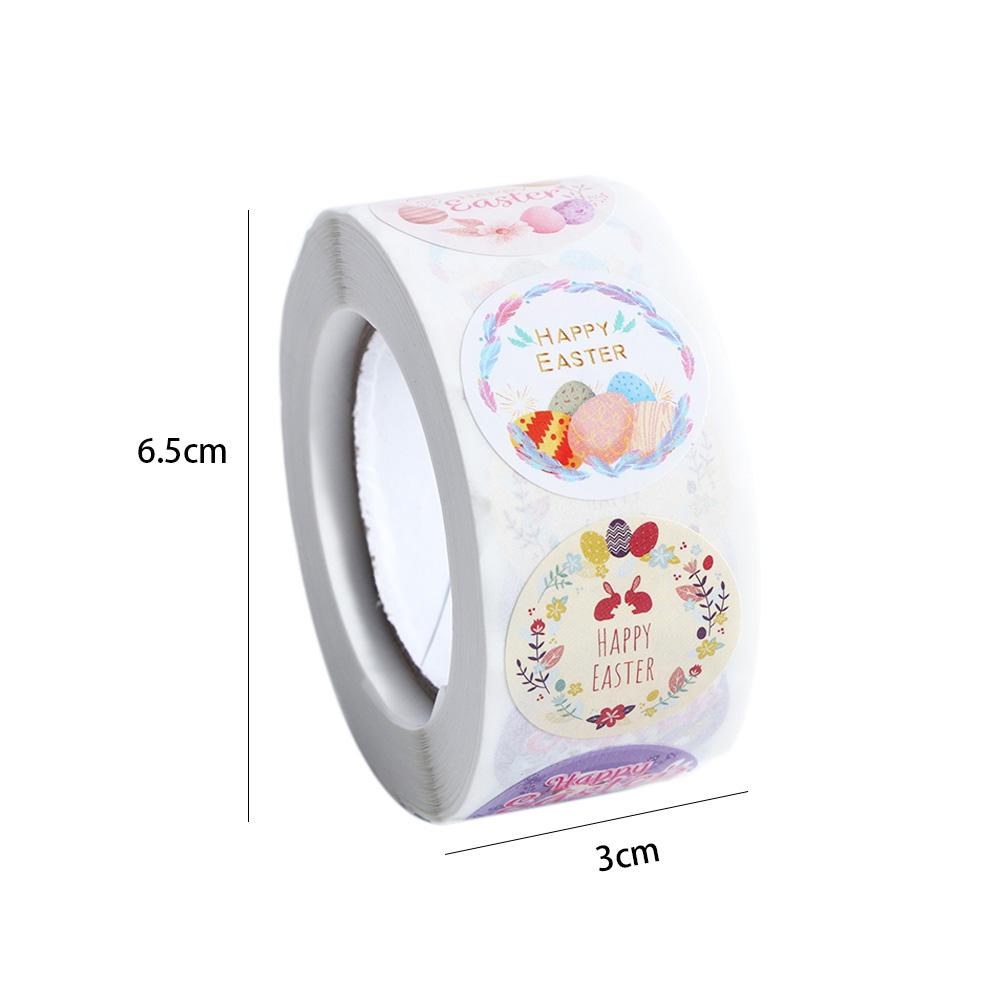 Lanfy Stiker Paskah 500pcs/roll Kartun Amplop Seal Dekorasi Happy Rabbit, Easter Egg Pattern Wrapping Sticker Box Tag