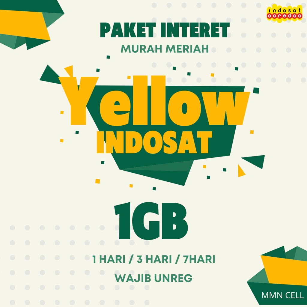 Indosat Paket Internet YELLOW 1GB 1 hari, 3 hari, 7 hari MURAH - WAJIB UNREG YA