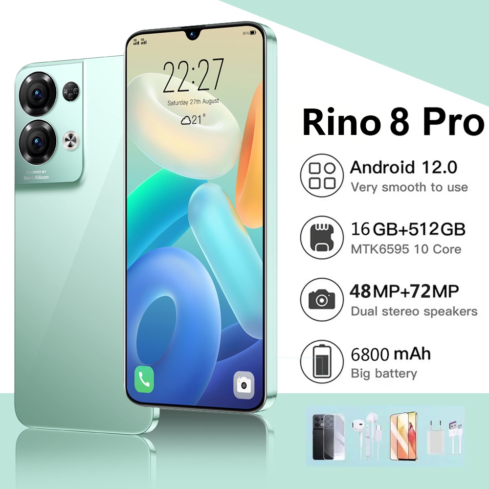 【COD+Pengiriman lokal】4G/5G hp murah Rino8 Pro 16GB+512GB ROM 7.5inch android handphone layar HD Kam