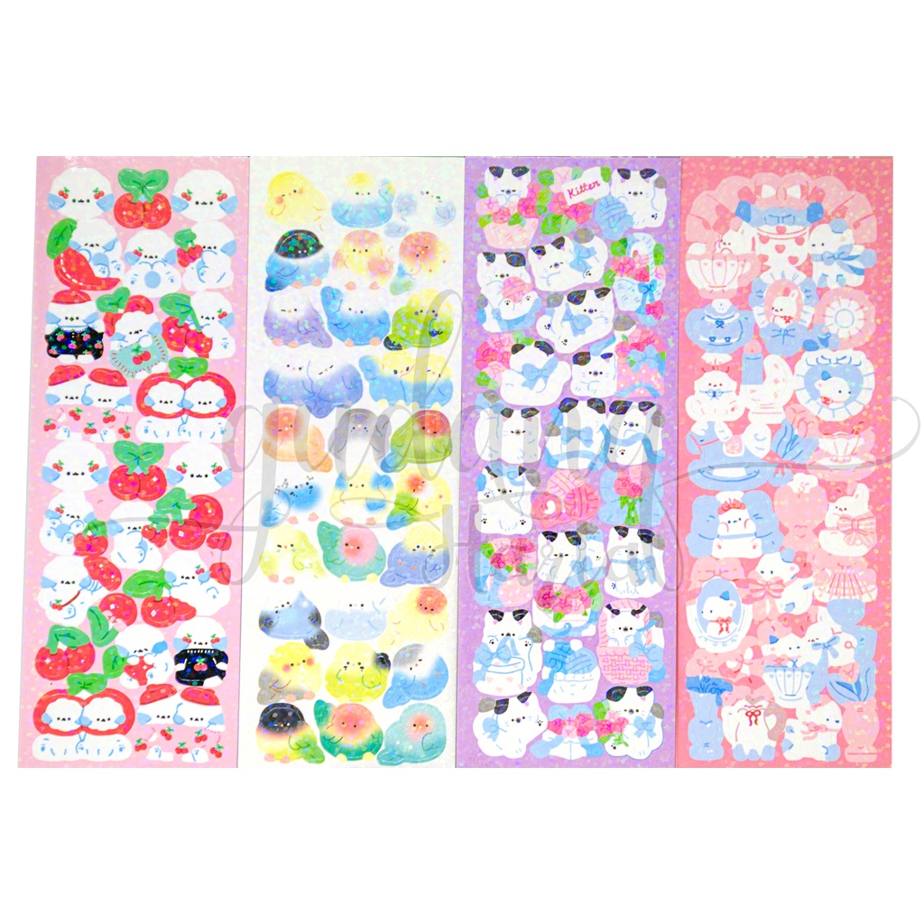 Stiker Sparkling Animal Stciker Motif Rabbit Cat Duck Bear DIY GH 303092