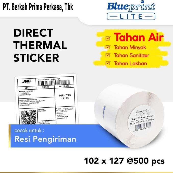 

Kertas Label Thermal Stiker Resi BLUEPRINT Lite 102x127 mm 500Pcs Roll