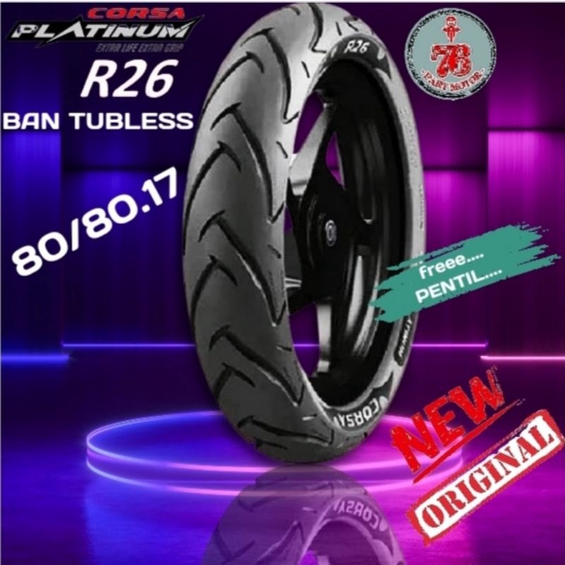 BAN TUBELESS CORSA PLATINUM R26 80/80 .17 FREE PENTIL