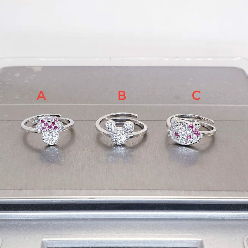 CINCIN ANAK PERAK 925 LAPIS EMAS PUTIH - CINCIN ANAK KARAKTER SILVER 925