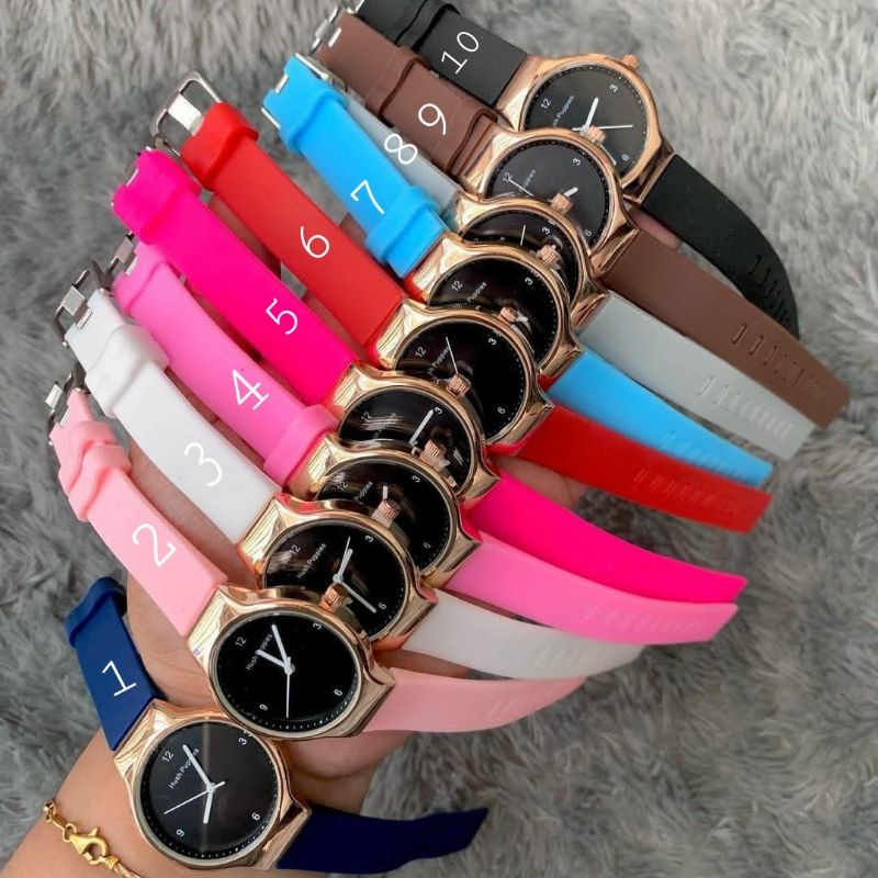 Jam Tangan Wanita Terbaru Huss puppies Tali Rubber Water Resistant || Jam tangan Wanita Kekinian Terlaris Model Bulat Dan simple || Jam Tangan Cewek Analog Murah Cod