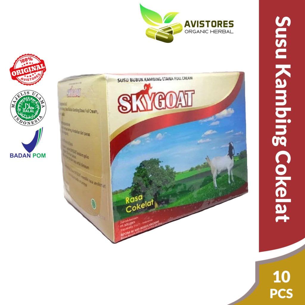 

SKYGOAT Coklat Sky Goat Susu Kambing Etawa Bubuk Rasa Cokelat Isi 10 Sachet