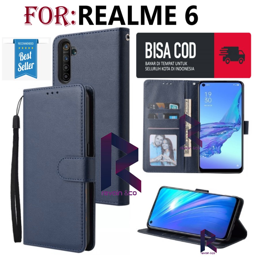 FLIP COVER REALME 6 FLIP WALLET LEATHER KULIT PREMIUM SARUNG BUKA TUTUP KESING HP FLIP CASE REALME 6