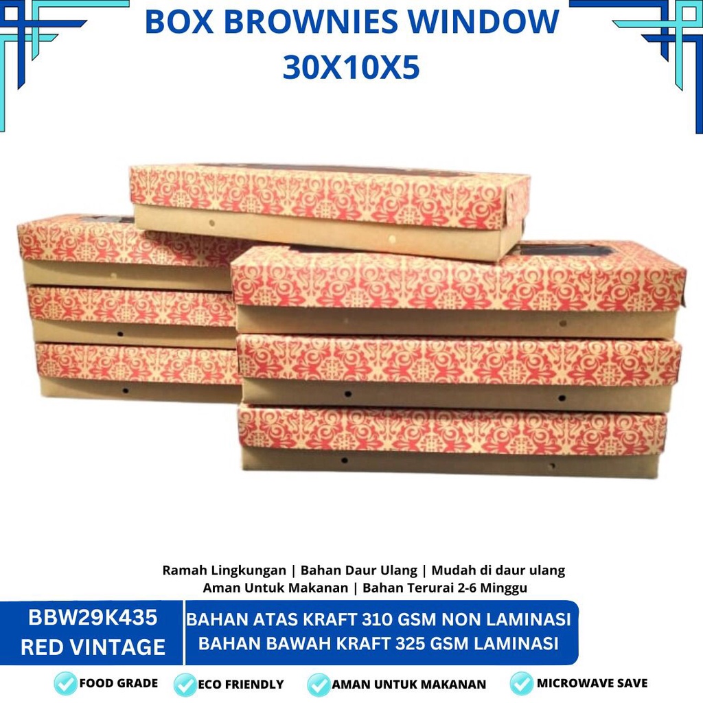 Box 30x10x5 Dus Brownies Window (BBW29K435-Laminasi)