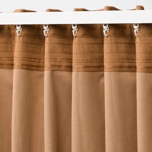 SANELA Gorden penggelap ruangan, 1 pasang, cokelat muda / abu tua / abu hijau / biru tua, 140x250 cm