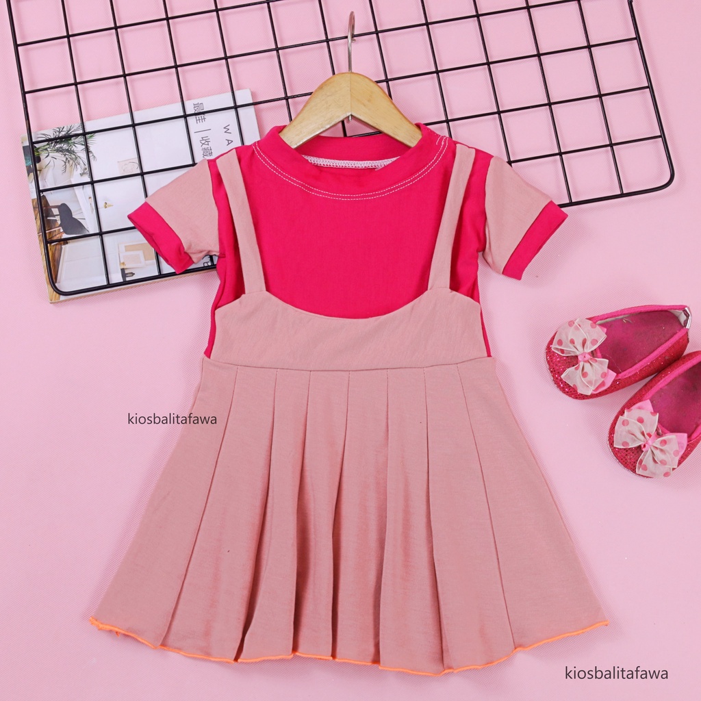 Dress Nagita uk Bayi 3-12 Bulan / Baju Lengan Pendak Anak Perempuan Dres Baby Adem Murah Grosir