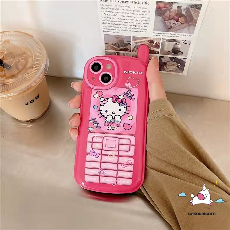 Soft Case Hp Gambar Hello Kitty Model Vintage / Retro Untuk iPhone 11 / 12 / 13 / 14pro MAX / 14 / 7 / 8plus / X / XR / XS MAX