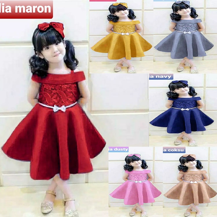 Oscar Fs (COD) - Dress Cenita Basic Kids Anak 3-5Thn Balotelly Mix Brukat Best Fashion Cecilia