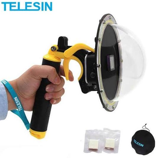 [ Promo ] Waterproof Dome Port Telesin Brand For Gopro Hero 9 And Hero 8 Case - Drone Kamera Dan Aks