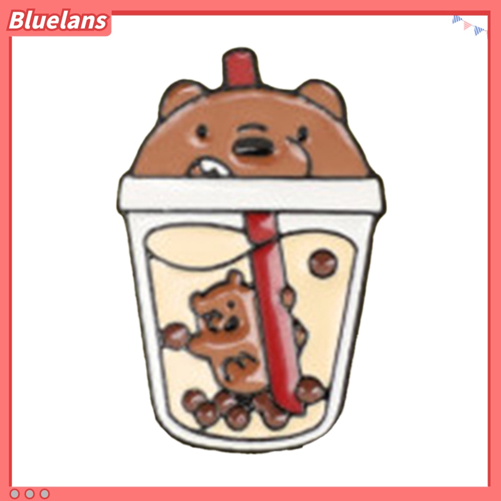 3pcs Bros Pin Enamel Bentuk Bubble Tea Bear Untuk Aksesoris Pakaian