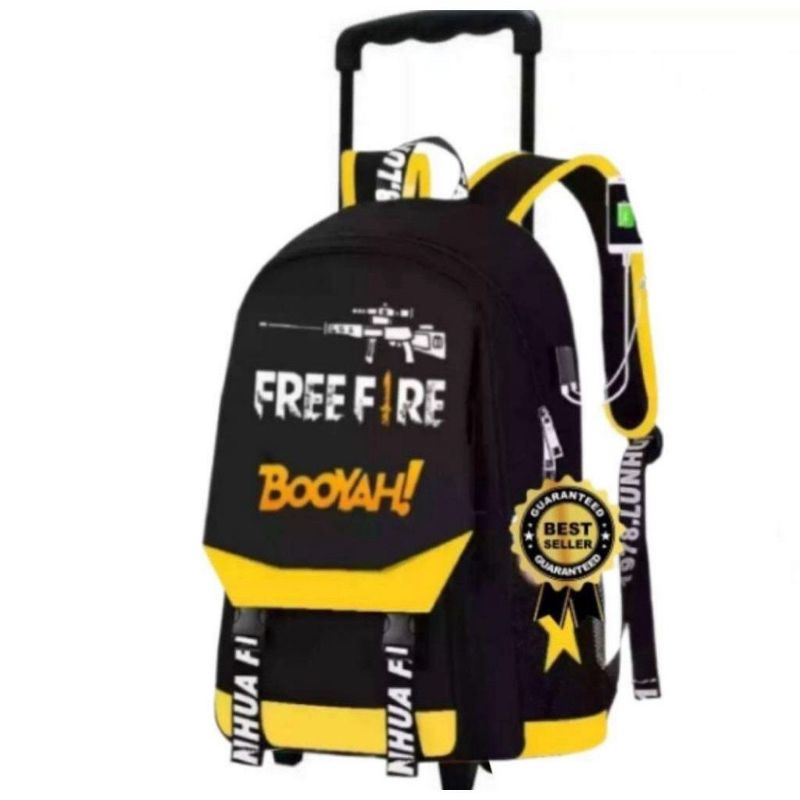 Tas ransel troli anak canvas karakter gaming free fire - tas anak