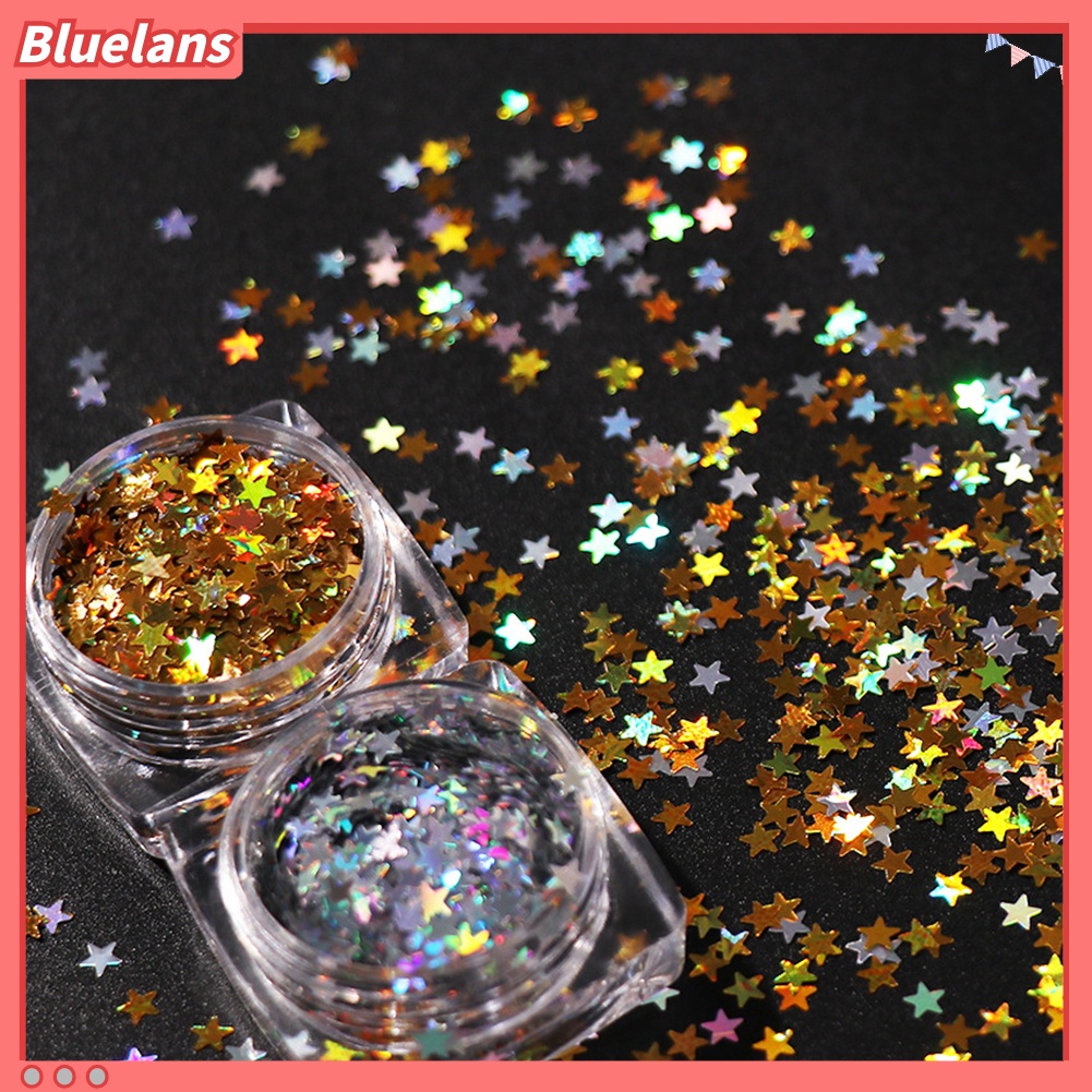 Bluelans 3mm Payet Bintang Warna Laser Untuk Dekorasi Nail Art DIY
