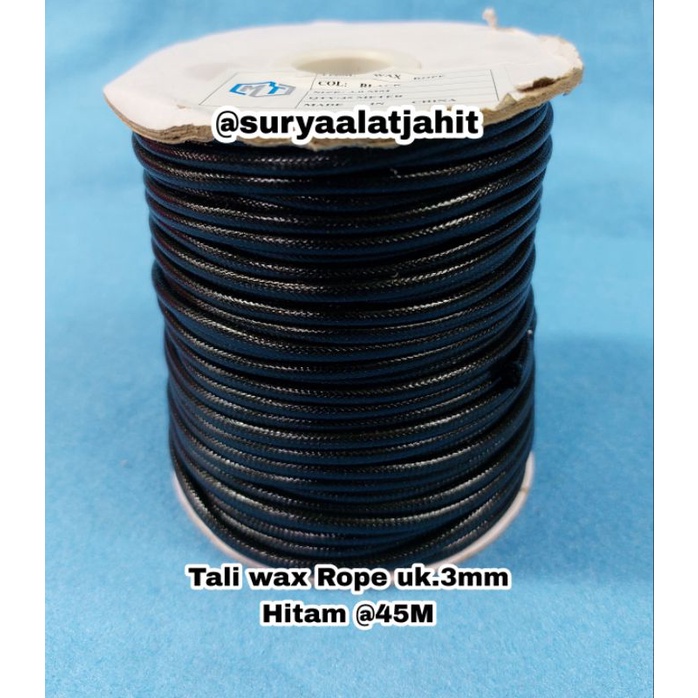 Tali Wax Rope Korea uk.3mm Hitam isi @45Mtr =rp.55.000/1Rol