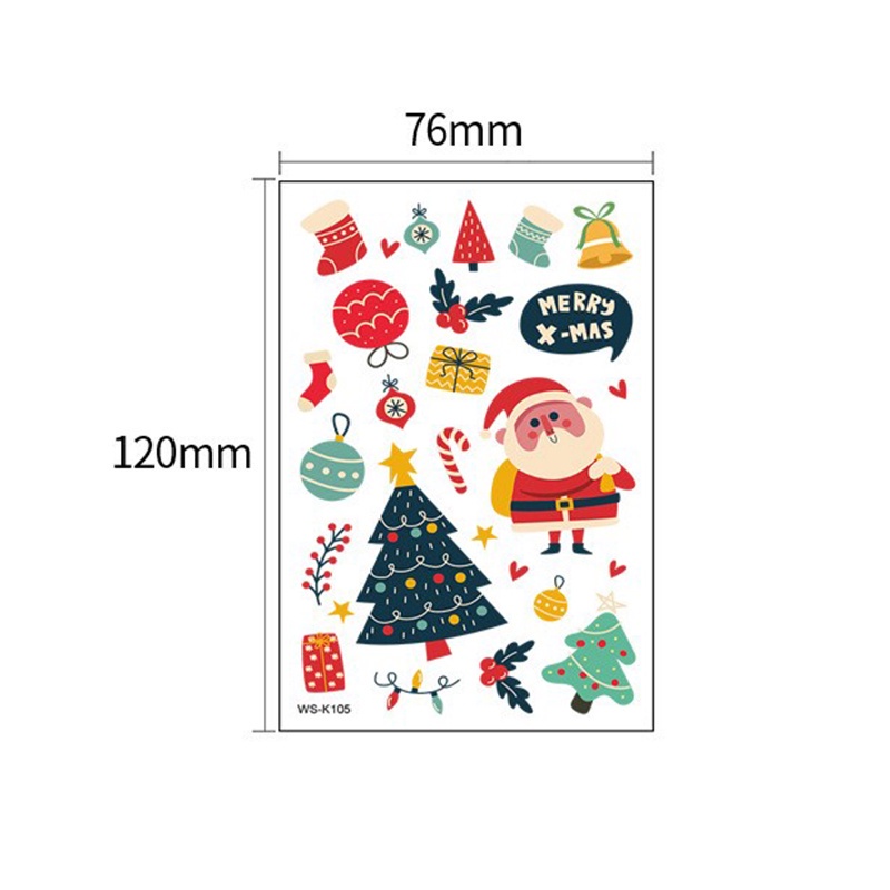 Stiker Tato Temporer Motif Kartun Snowman Santa Claus Natal Tahan Air Tidak Beracun Untuk Anak