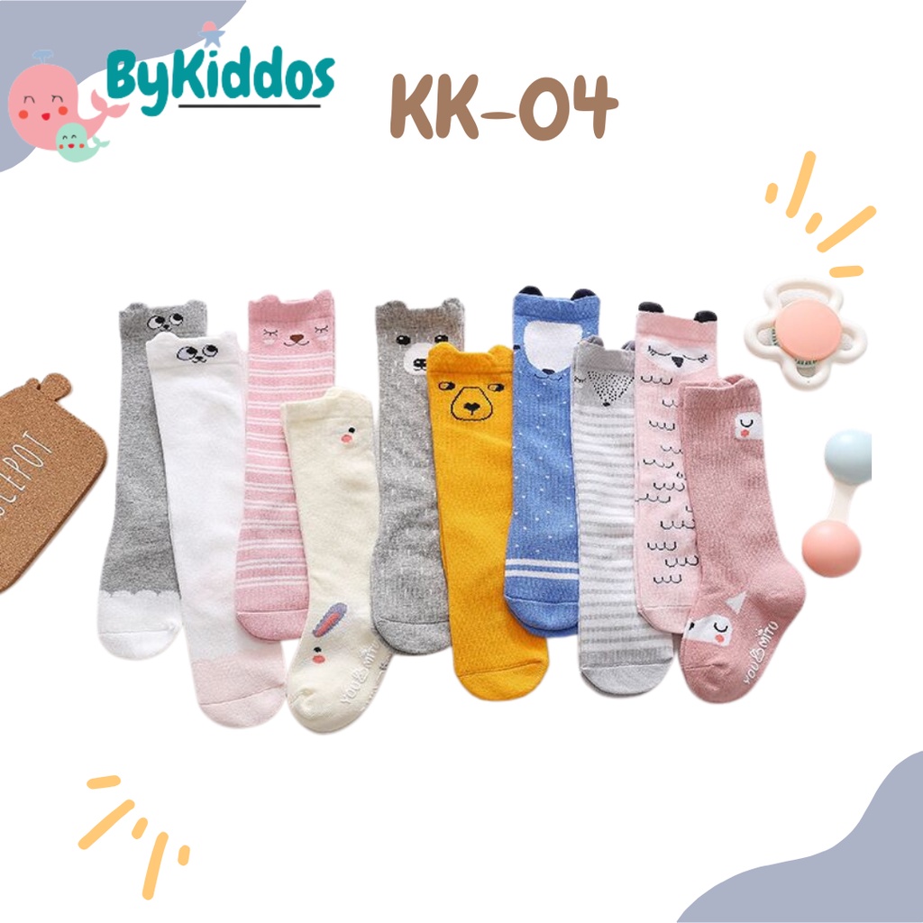 ByKiddos - Kaos Kaki Bayi Korea Panjang  / Kaos Kaki Bayi Korea  Import / Kaos Kaki Bayi Perempuan Laki Laki/ Kaos Kaki Anak Karakter Lucu Anti Slip