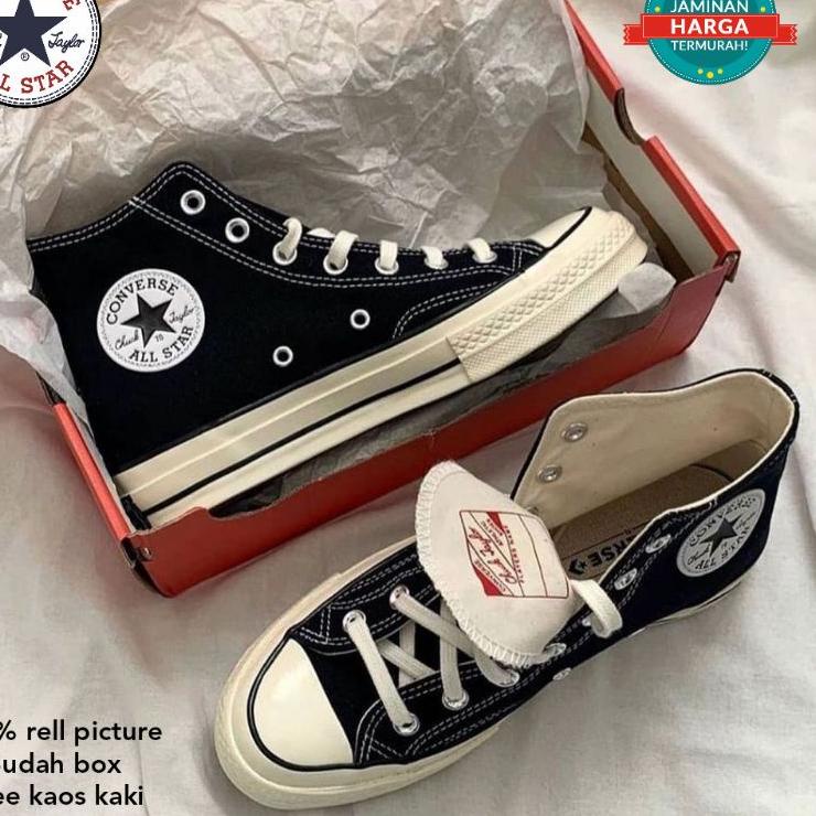 Rekomendasi SEPATU CONVERSE 70S HIGH HITAM PUTIH PREMIUM SEPATU CASUAL PRIA DAN WANITA SEPATU HITAM 