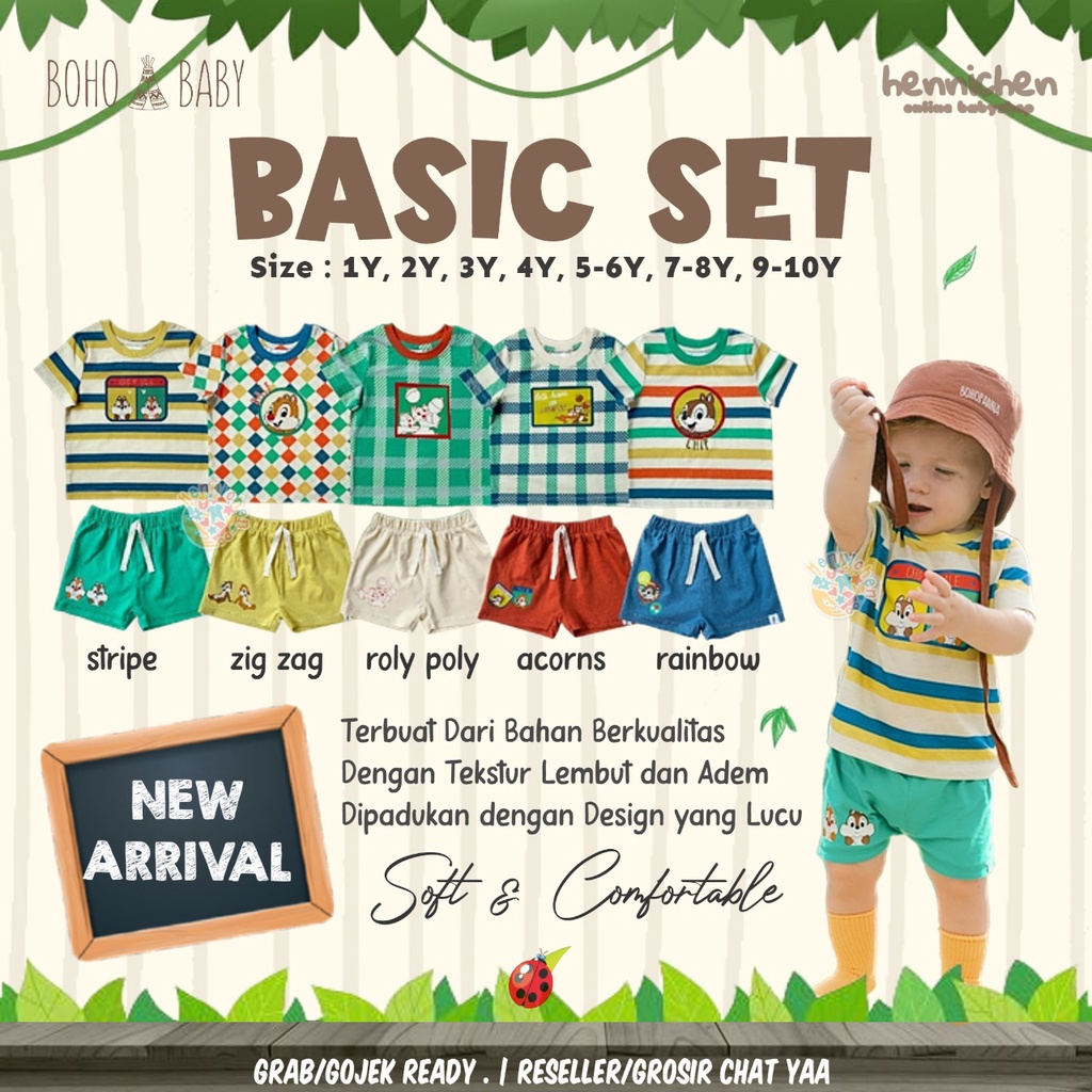 BOHOPANNA Basic Set Chip n Dale 1-10 Tahun Setelan Anak Motif Disney Chip and Dale