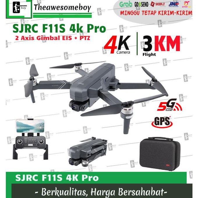 [ Promo ] Sjrc F11S 4K Pro Drone 2 Axis Gimbal Eis Camera Wifi 3Km Upgrade F11 - Drone Kamera Dan Ak